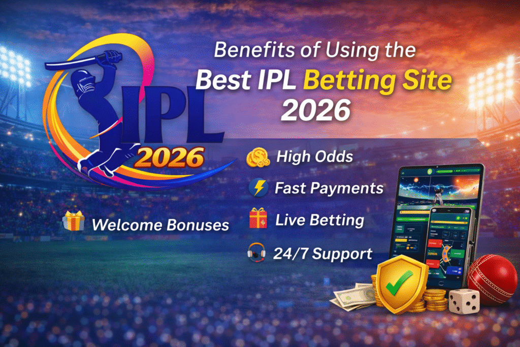 Benefits of best IPL betting site 2026 with IPL logo, high odds, fast payments, live betting and secure betting platform