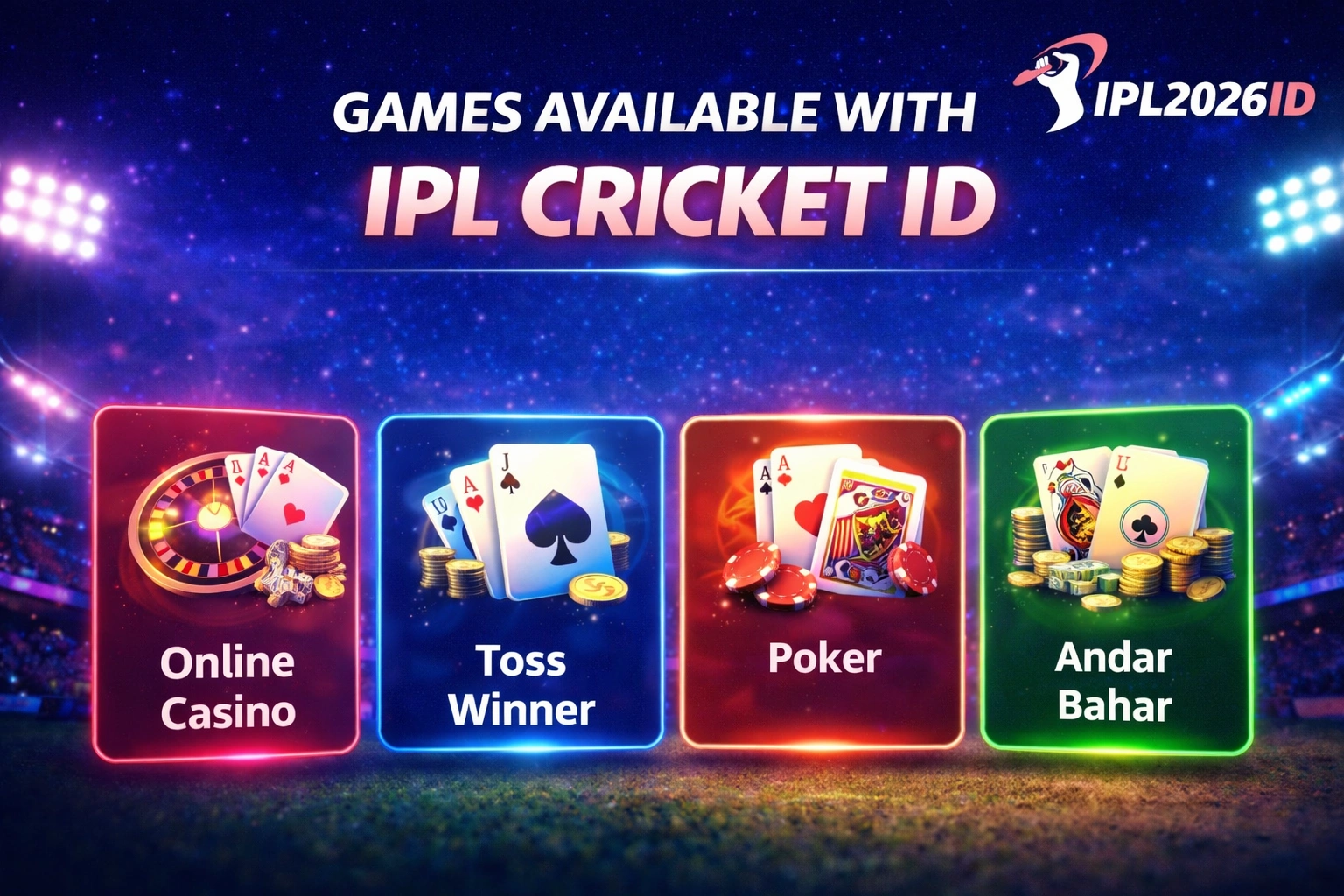 Games available with IPL Cricket ID including online casino poker and card games