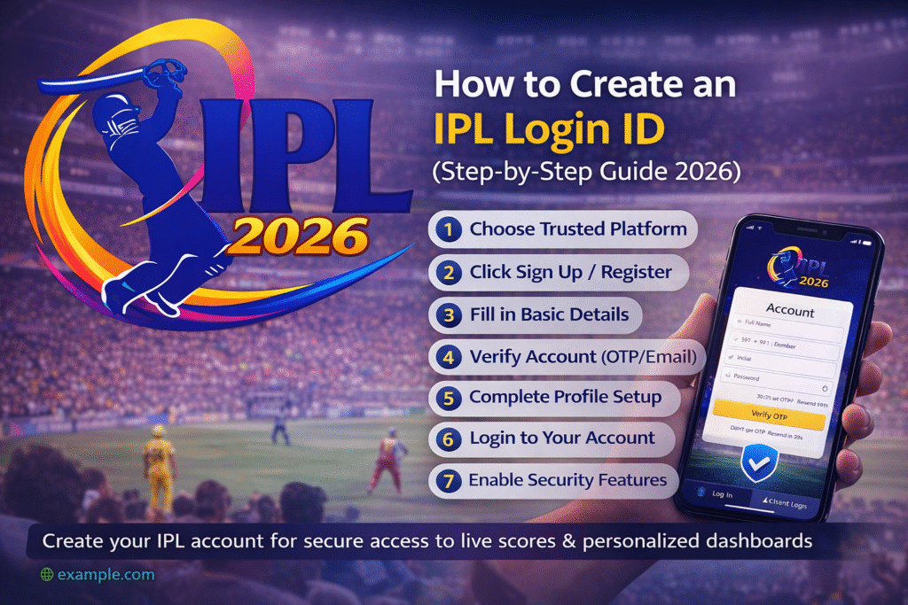 How to create IPL Login ID 2026 step by step guide with secure registration, OTP verification and cricket dashboard
